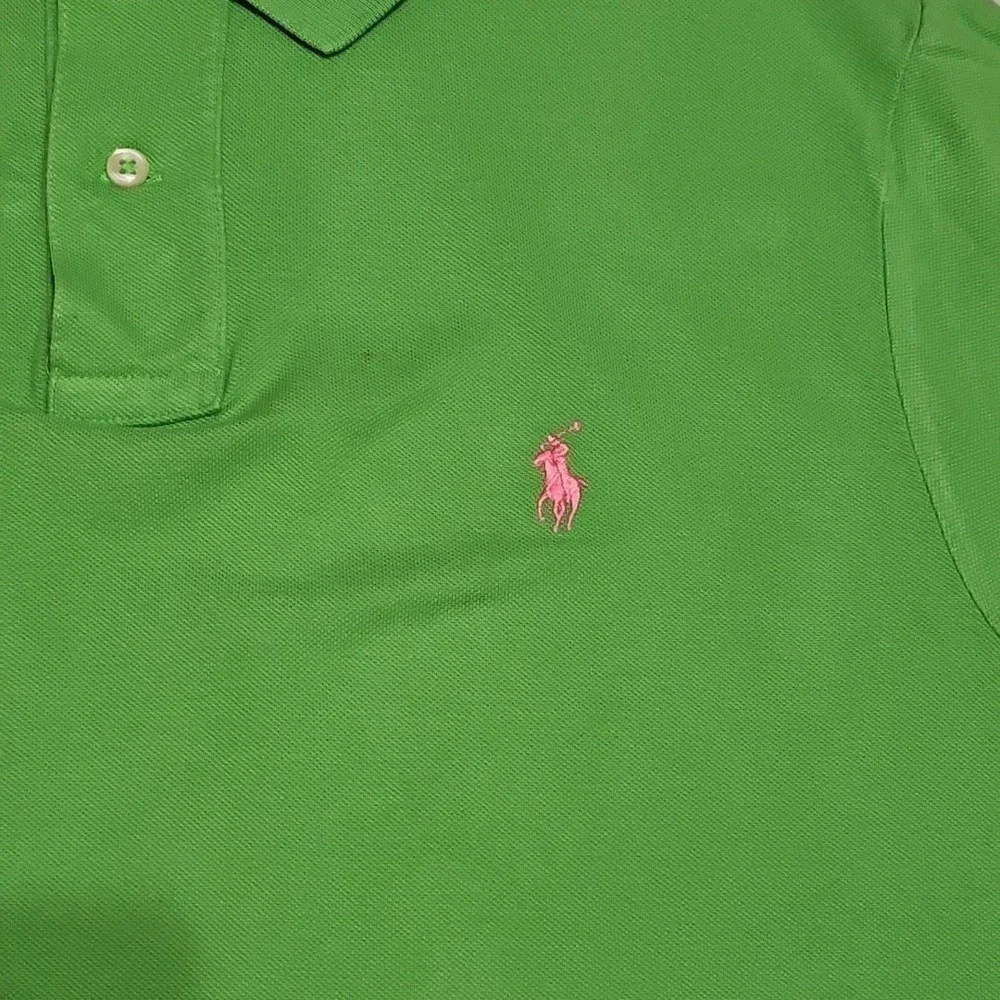 Ralph Lauren Polo Men's Medium Lime Green with Pink Pony Short Sleeve Shirt